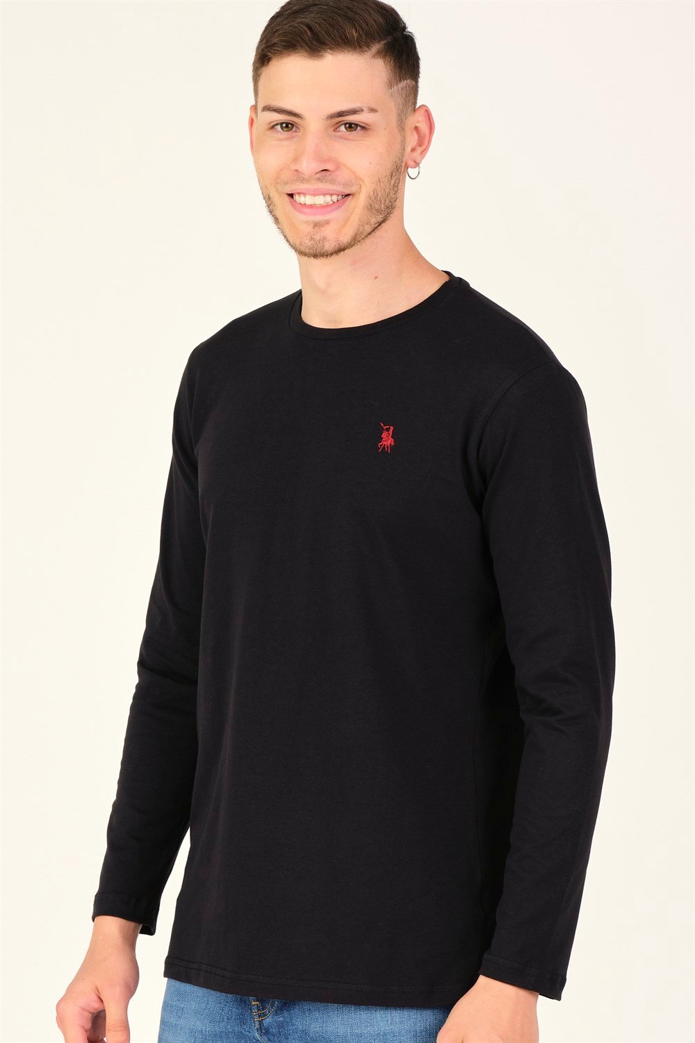 T8588 DEWBERRY BİSİKLET YAKA ERKEK SWEATSHIRT-SİYAH