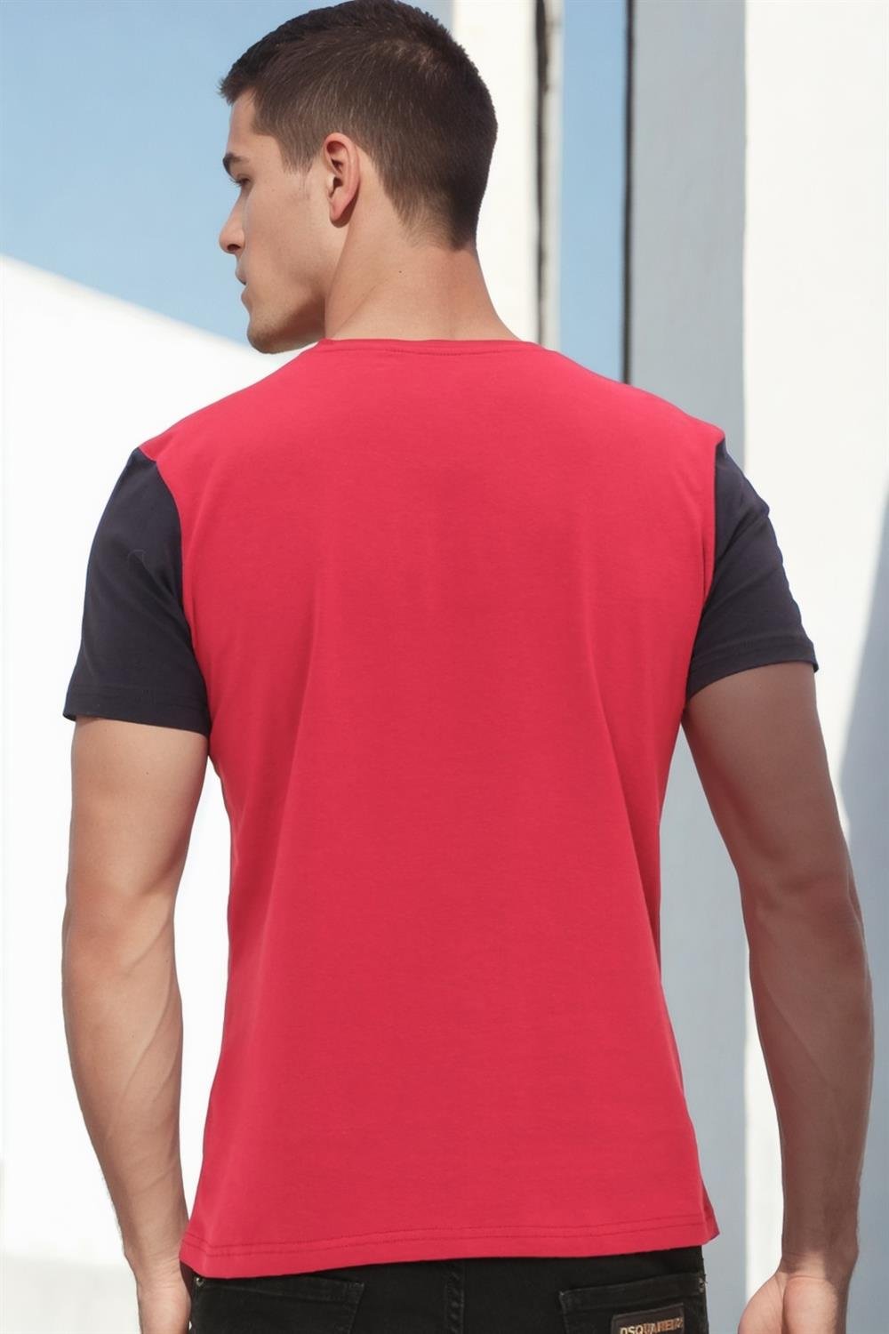 T8591 DEWBERRY MENS T-SHIRT-KOYU BORDO