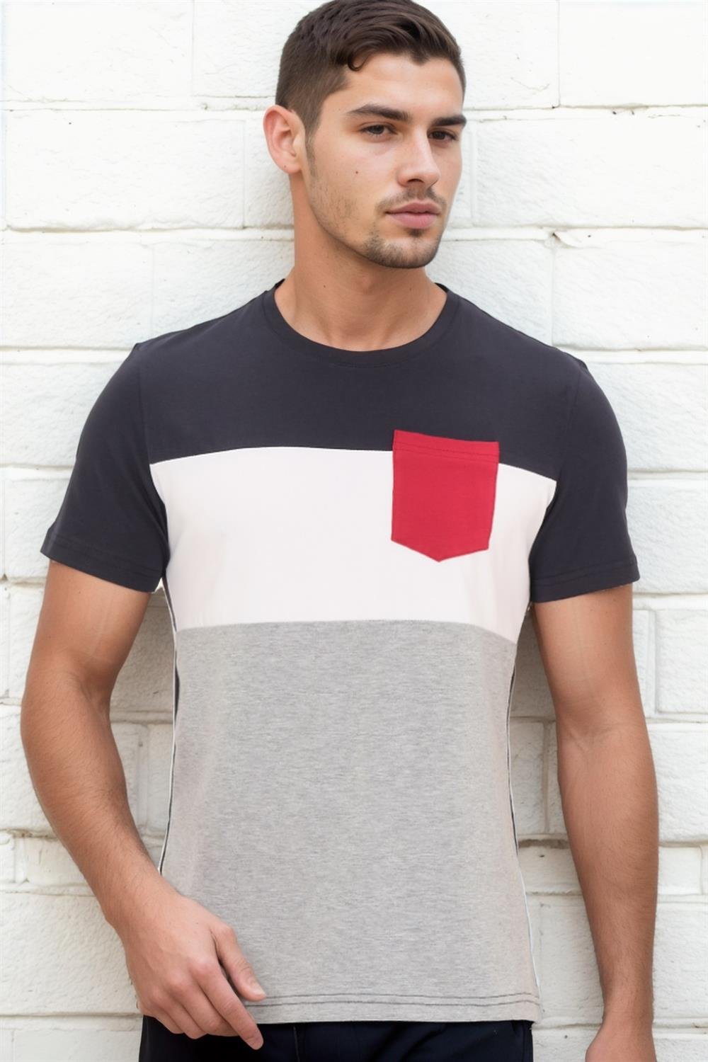 T8592 DEWBERRY ERKEK T-SHIRT-KOYU LACİVERT