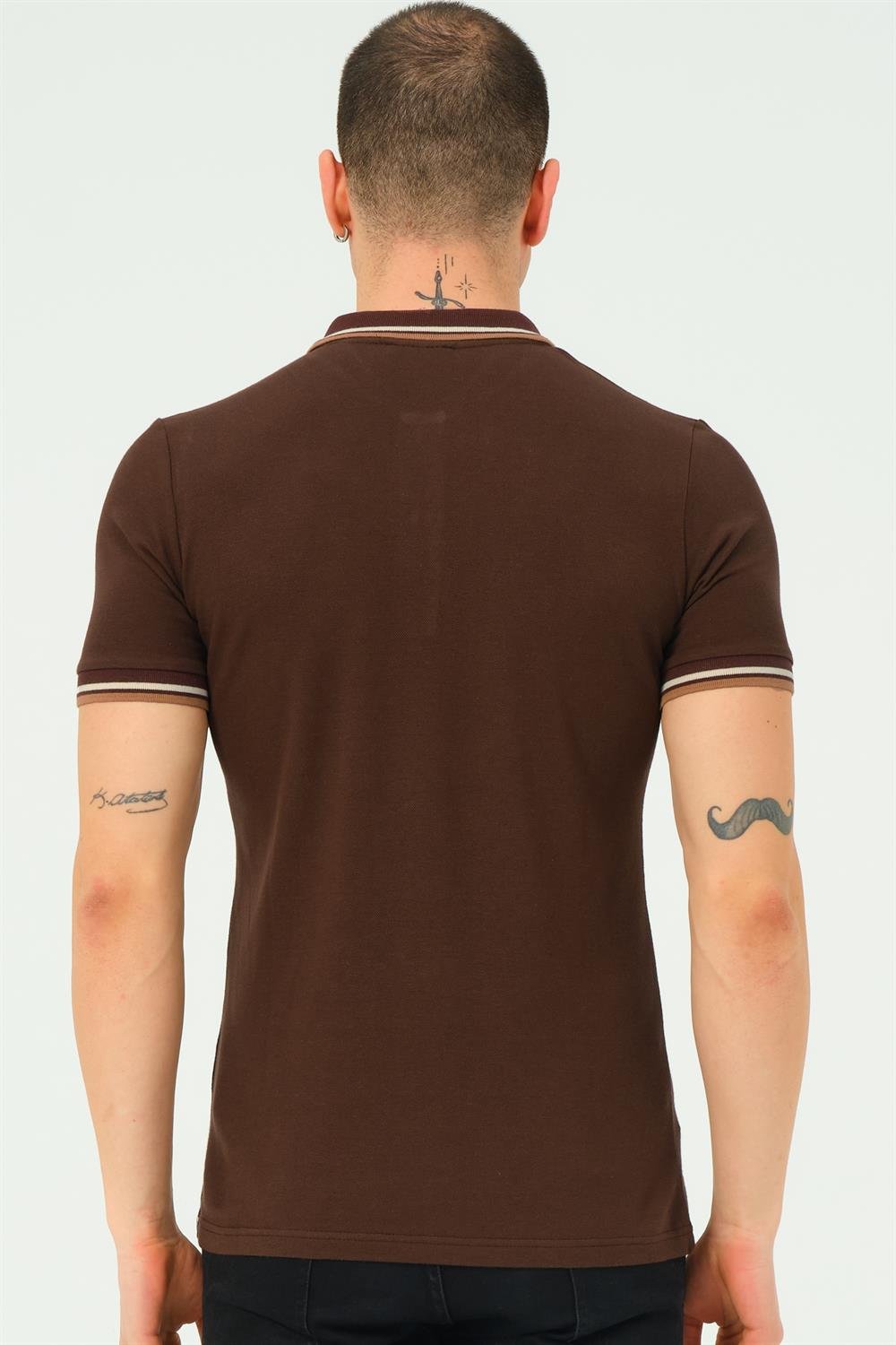 T8594 DEWBERRY ERKEK T-SHIRT-DÜZ KAHVE