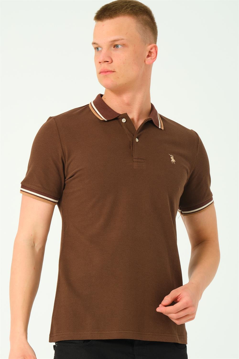 T8594 DEWBERRY ERKEK T-SHIRT-KAHVE-2