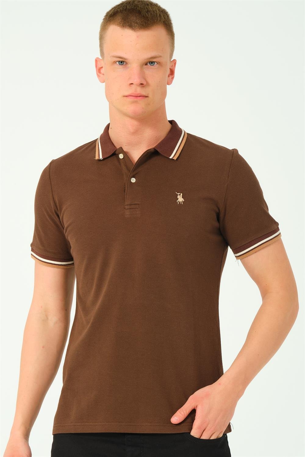 T8594 DEWBERRY ERKEK T-SHIRT-KAHVE-2