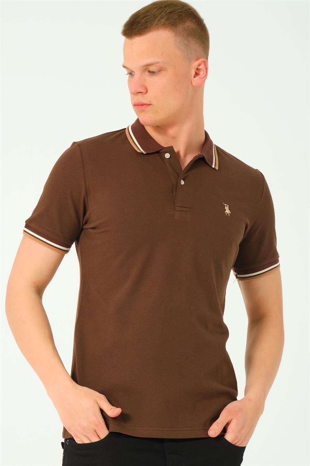 T8594 DEWBERRY ERKEK T-SHIRT-KAHVE-2