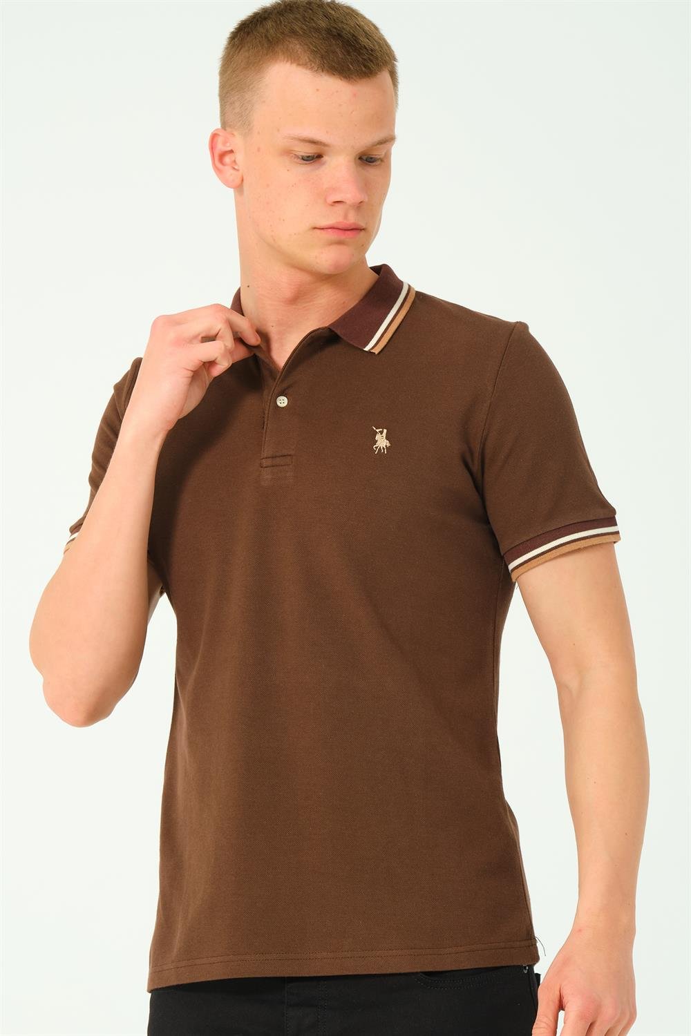 T8594 DEWBERRY ERKEK T-SHIRT-KAHVE-2