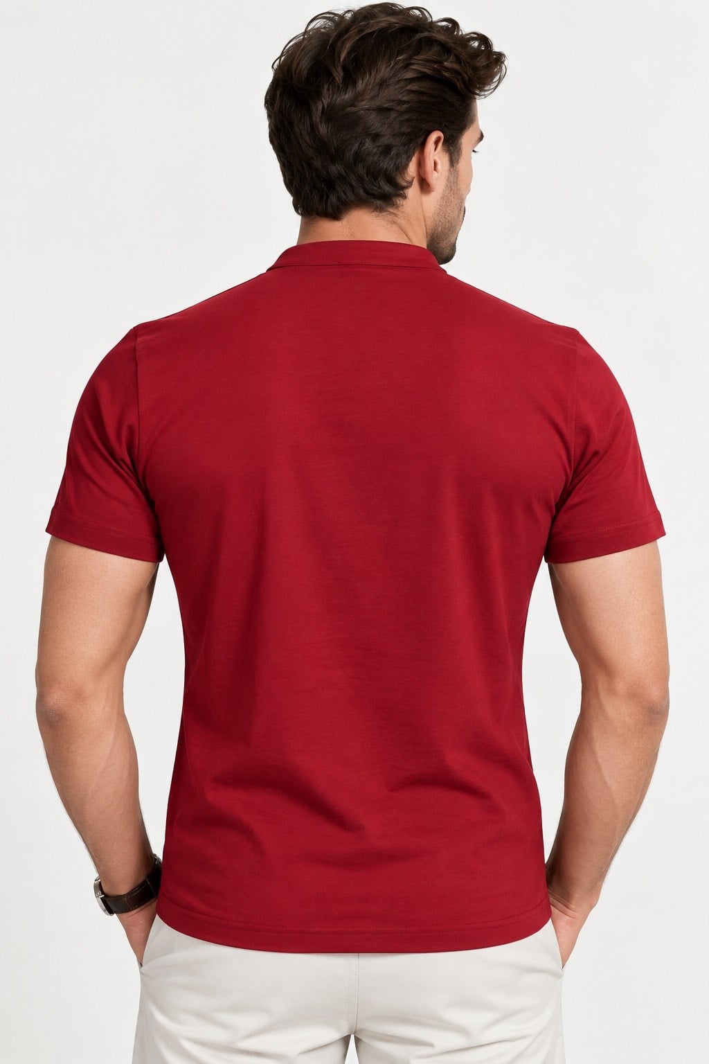 T9560 DEWBERRY T-SHIRT-DÜZ BORDO