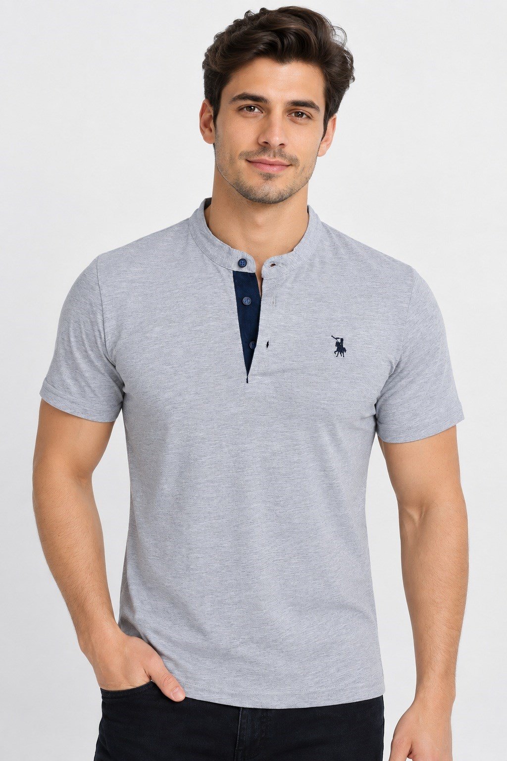 T9560 DEWBERRY T-SHIRT-GRİ-2