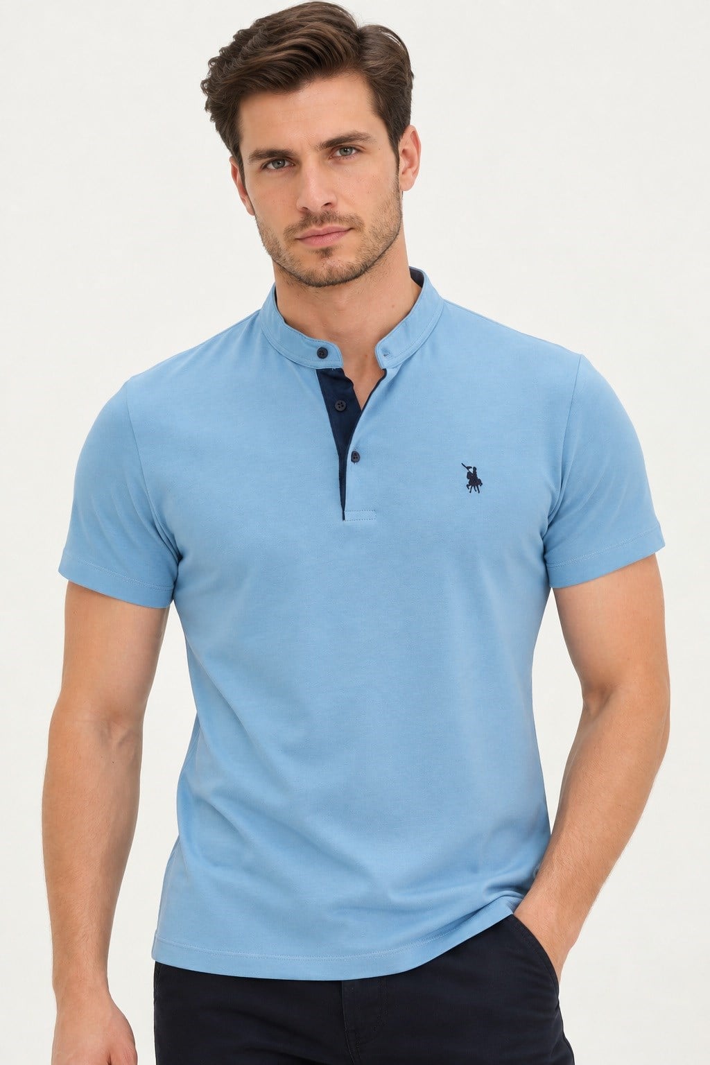 T9560 DEWBERRY T-SHIRT-İNDİGO