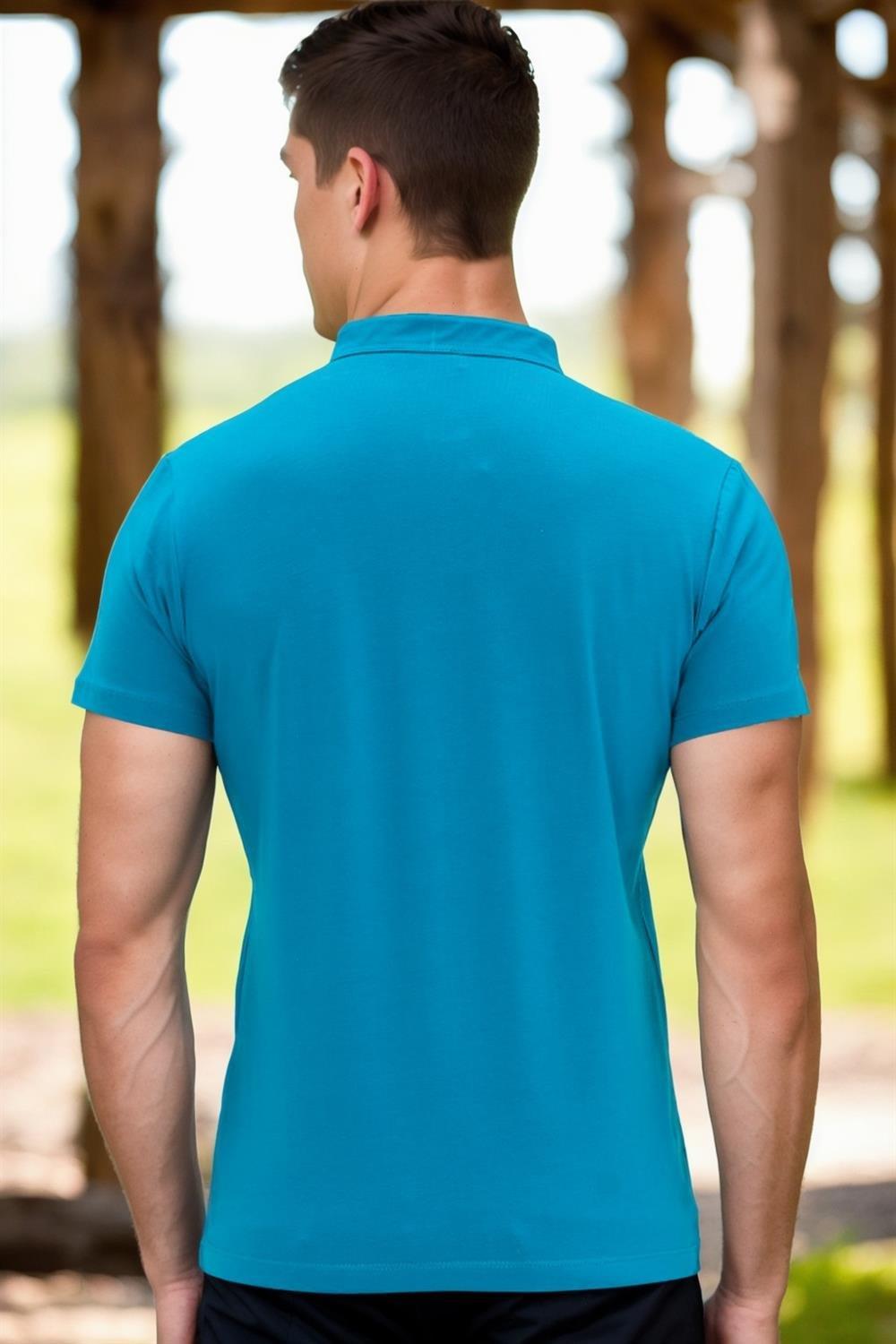 T9560 DEWBERRY T-SHIRT-KOYU TURKUAZ