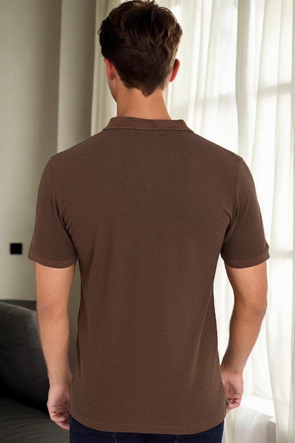 T9561 DEWBERRY ERKEK TSHIRT-KAHVE