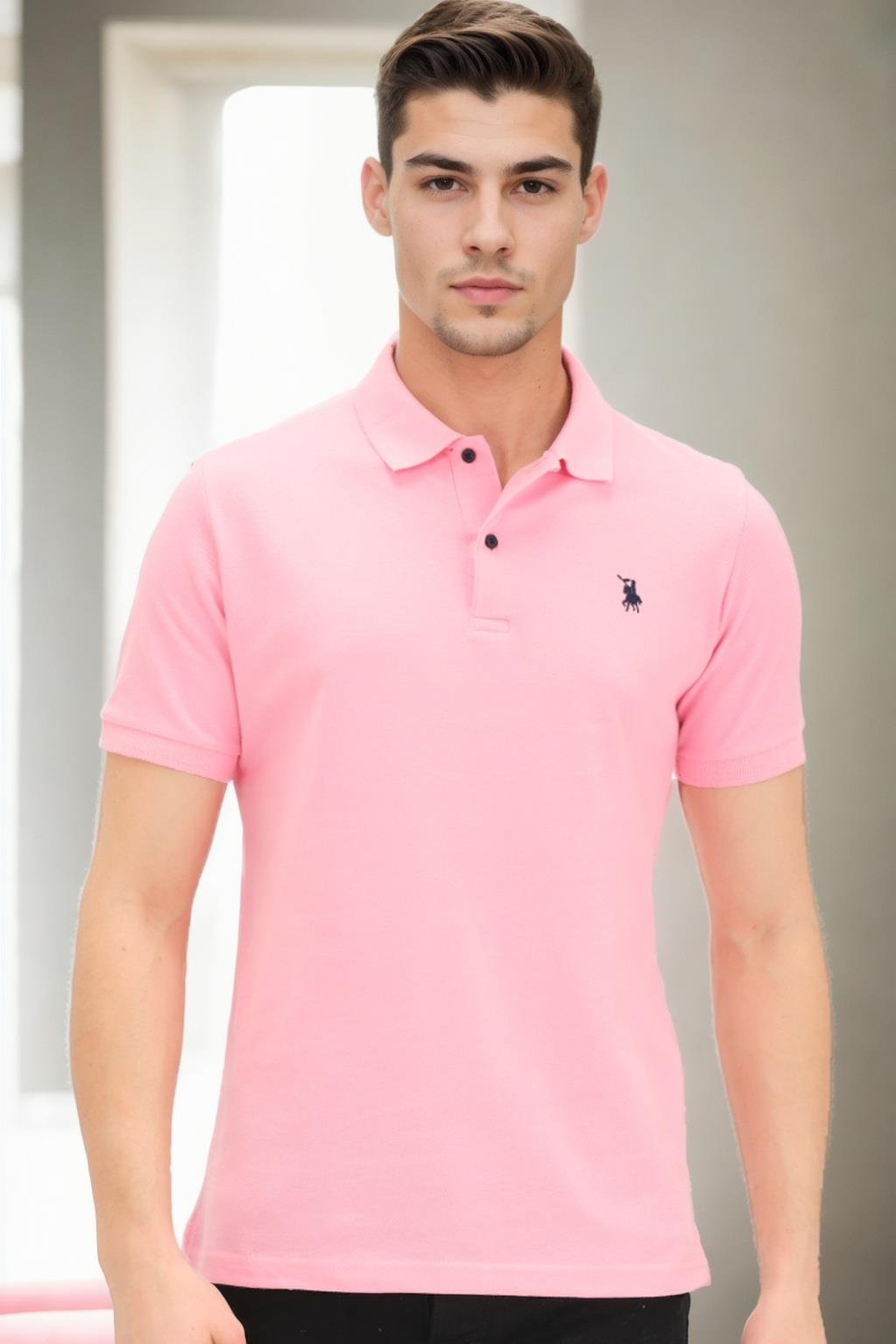 T9561 DEWBERRY ERKEK TSHIRT-PEMBE