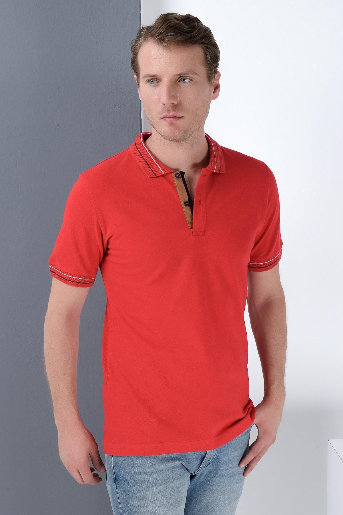 T9567 DEWBERRY ERKEK T-SHIRT-BORDO