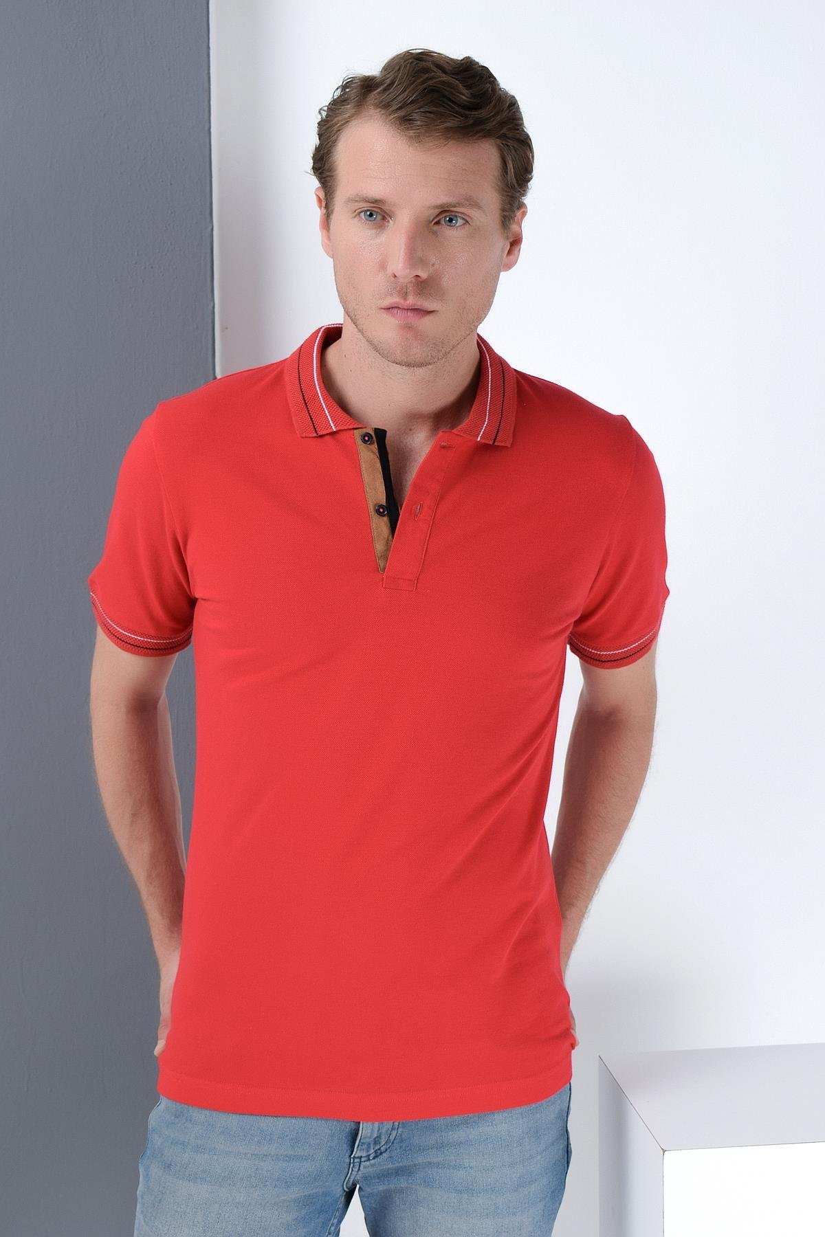 T9567 DEWBERRY ERKEK T-SHIRT-BORDO