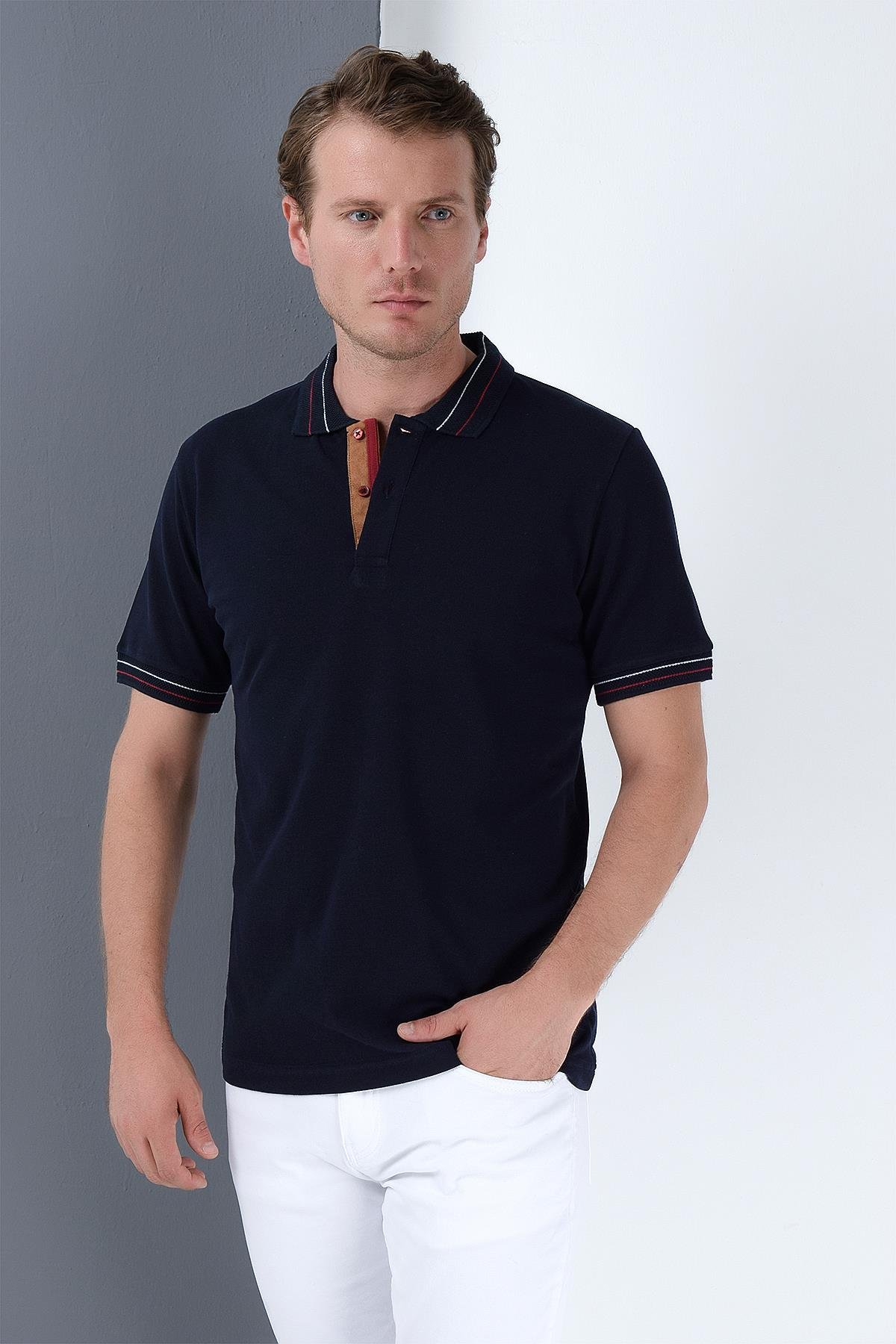 T9567 DEWBERRY ERKEK T-SHIRT-LACİVERT