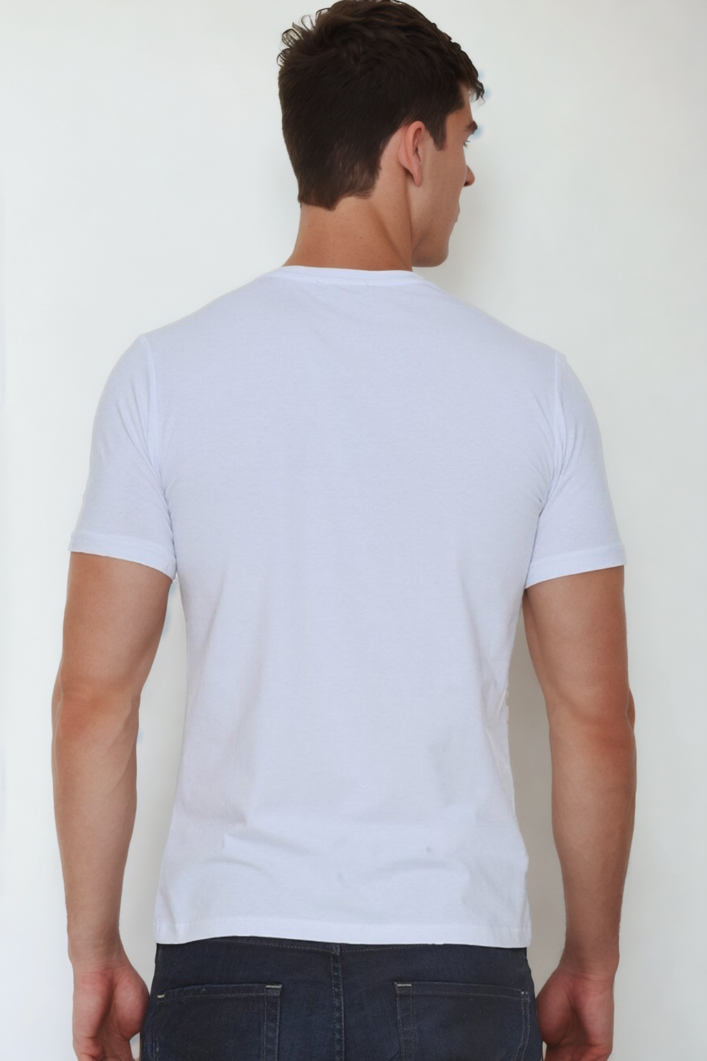 T9568 DEWBERRY V YAKA ERKEK T-SHIRT-BEYAZ