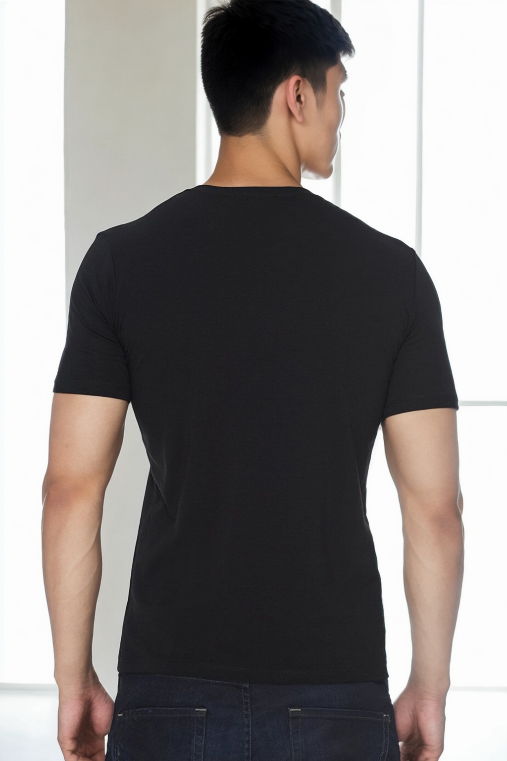 T9568 DEWBERRY V YAKA ERKEK T-SHIRT-SİYAH