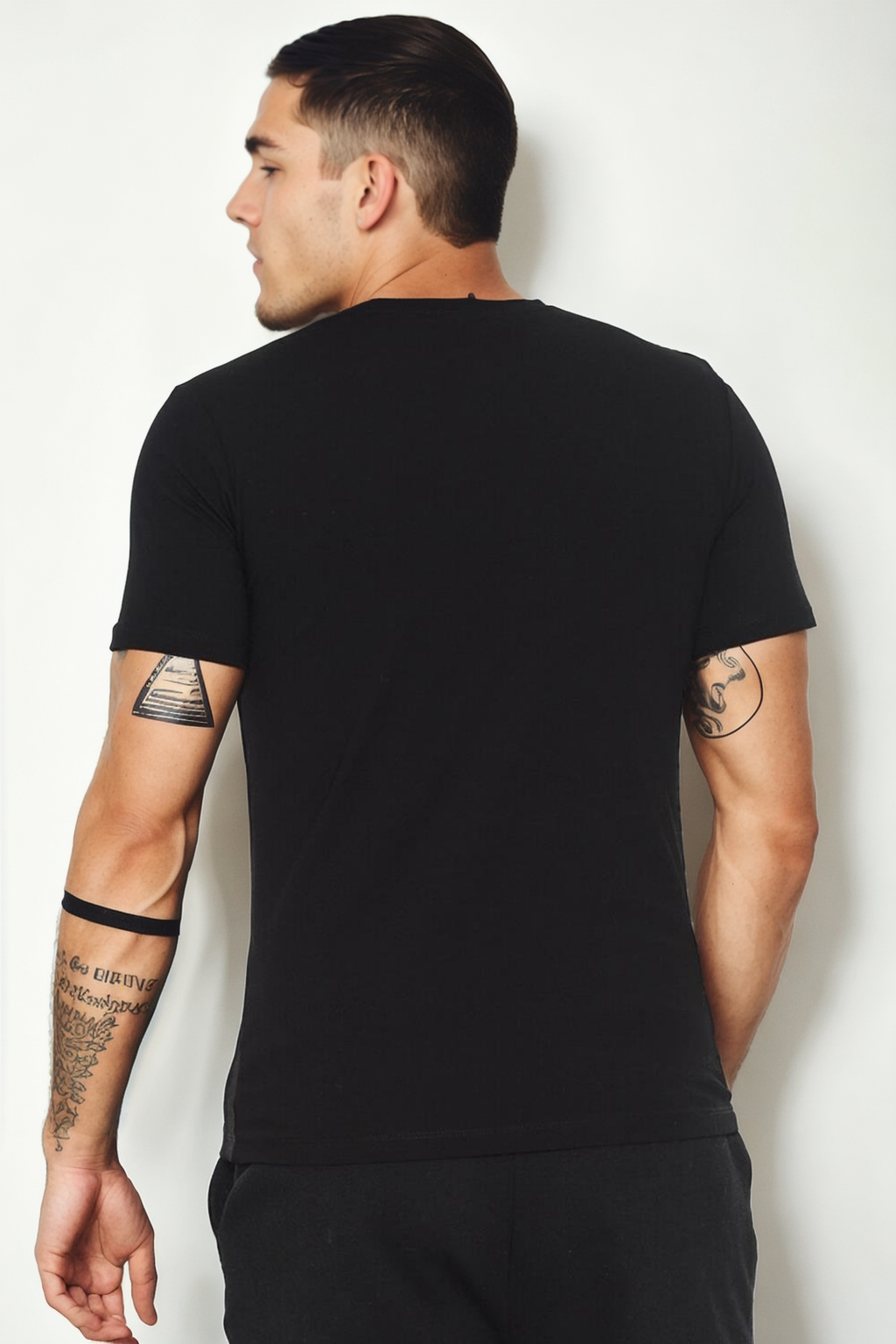 T9569 DEWBERRY BİSİKLET YAKA ERKEK T-SHIRT-SİYAH