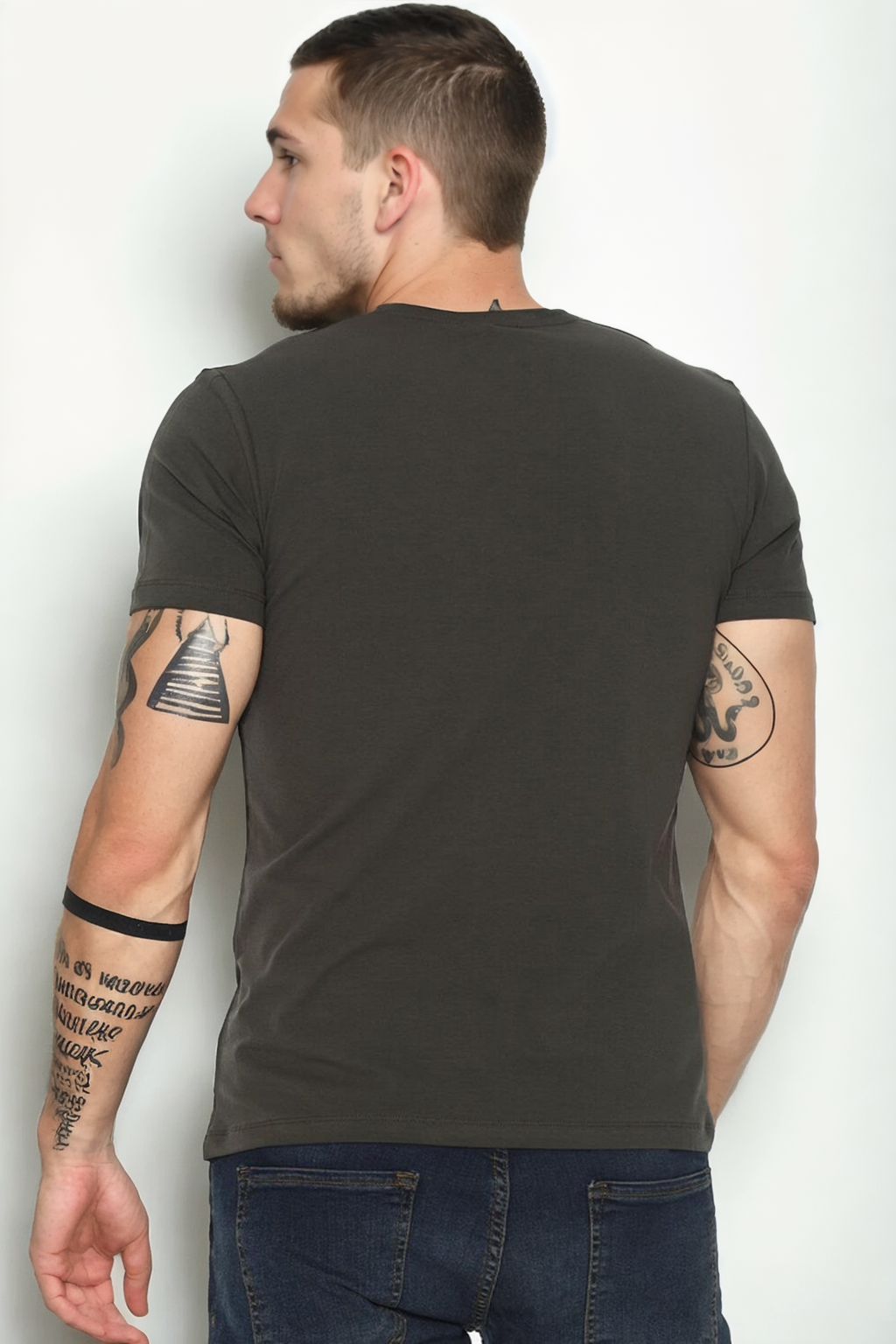 T9569 DEWBERRY BİSİKLET YAKA ERKEK T-SHIRT-HAKİ