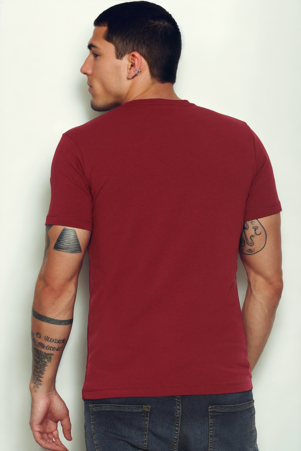 T9569 DEWBERRY BİSİKLET YAKA ERKEK T-SHIRT-BORDO
