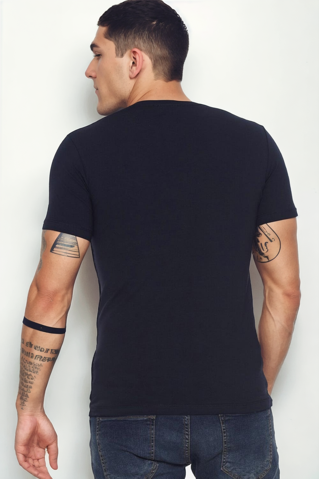 T9569 DEWBERRY BİSİKLET YAKA ERKEK T-SHIRT-LACİVERT