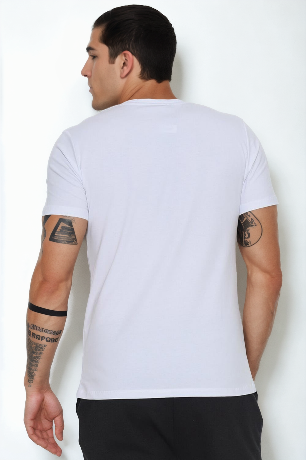 T9569 DEWBERRY BİSİKLET YAKA ERKEK T-SHIRT-BEYAZ