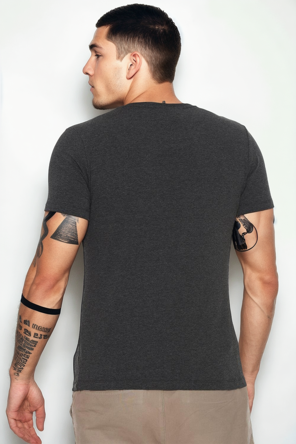 T9569 DEWBERRY BİSİKLET YAKA ERKEK T-SHIRT-ANTRASİT