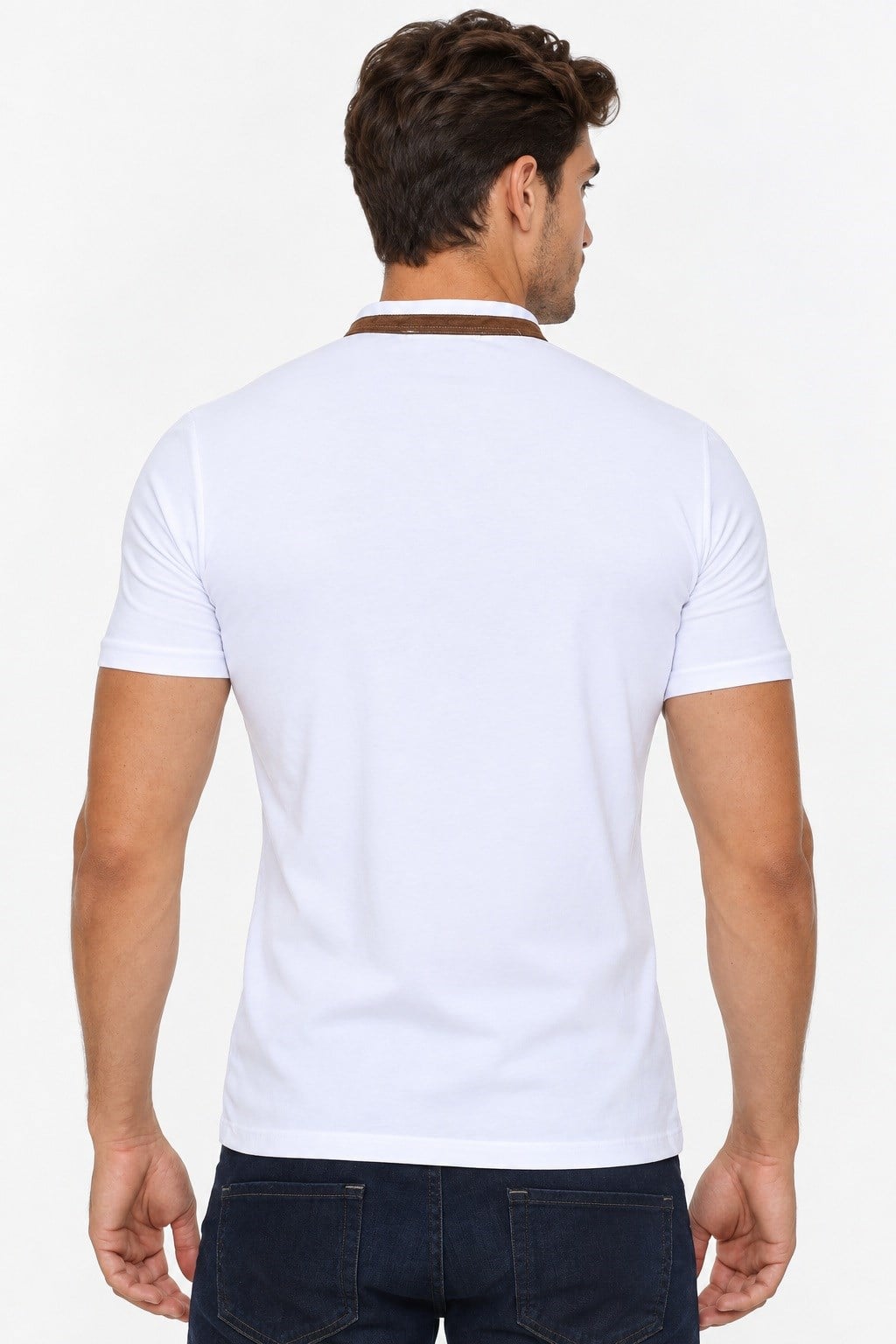 T9571 DEWBERRY FERMUARLI ERKEK T-SHIRT-BEYAZ OPTİK