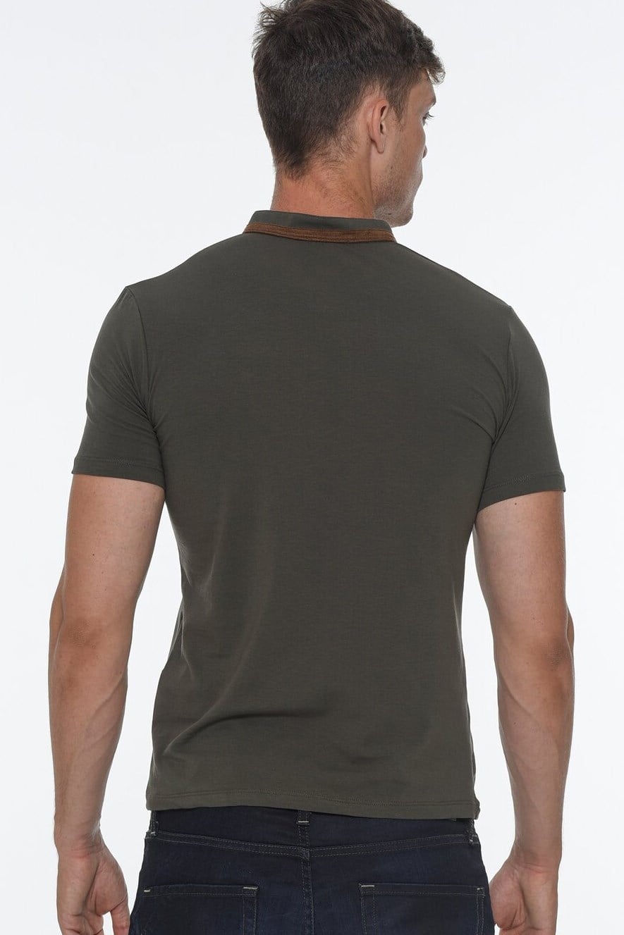 T9571 DEWBERRY FERMUARLI ERKEK T-SHIRT-HAKİ-1