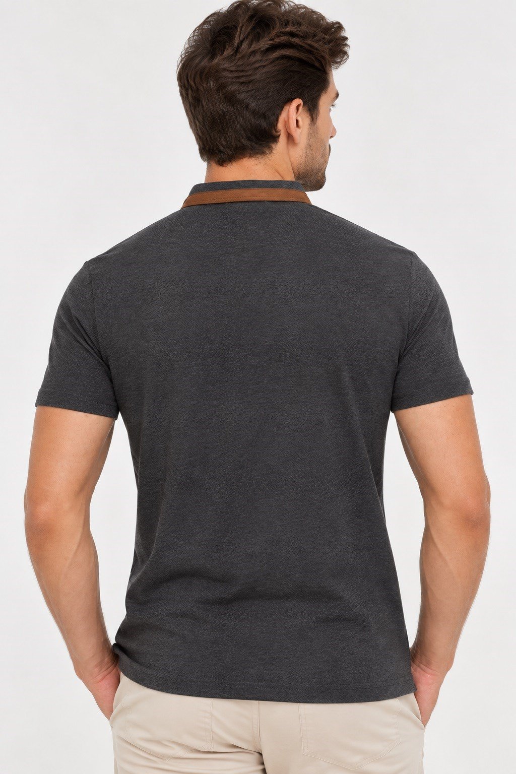 T9571 DEWBERRY FERMUARLI ERKEK T-SHIRT-ANTRASİT-1
