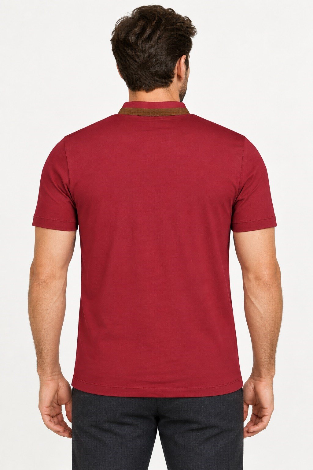 T9571 DEWBERRY FERMUARLI ERKEK T-SHIRT-BORDO-1