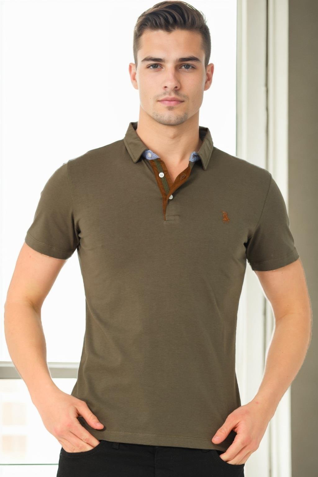 T9582 DEWBERRY ERKEK T-SHIRT-HAKİ
