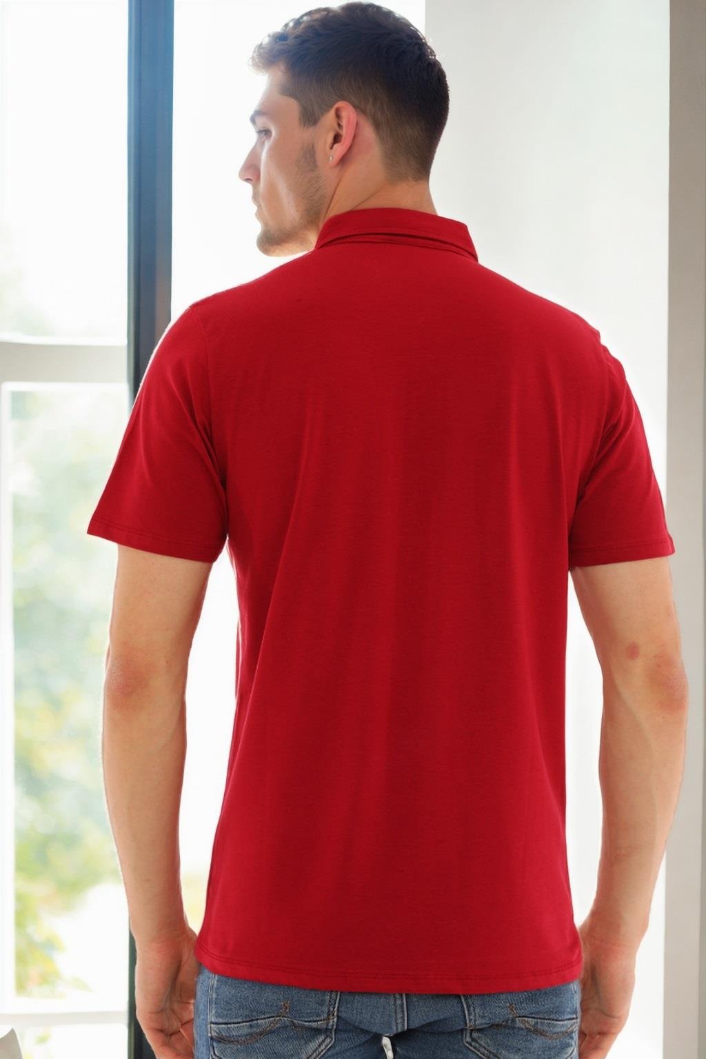 T9583 DEWBERRY ERKEK T-SHIRT-BORDO