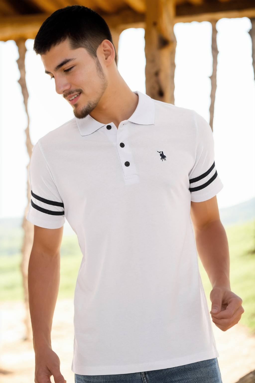 T9585 DEWBERRY ERKEK T-SHIRT-BEYAZ