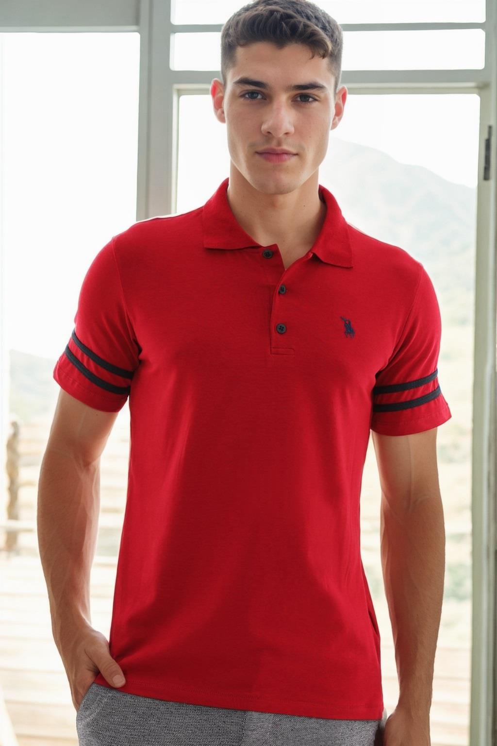 T9585 DEWBERRY ERKEK T-SHIRT-BORDO-1