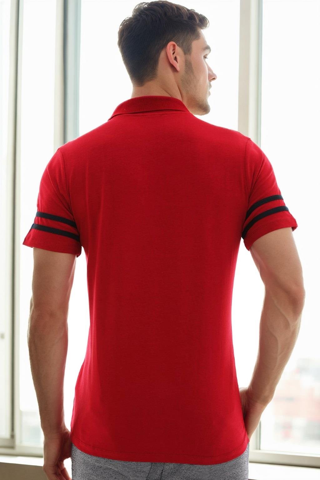 T9585 DEWBERRY ERKEK T-SHIRT-BORDO-1