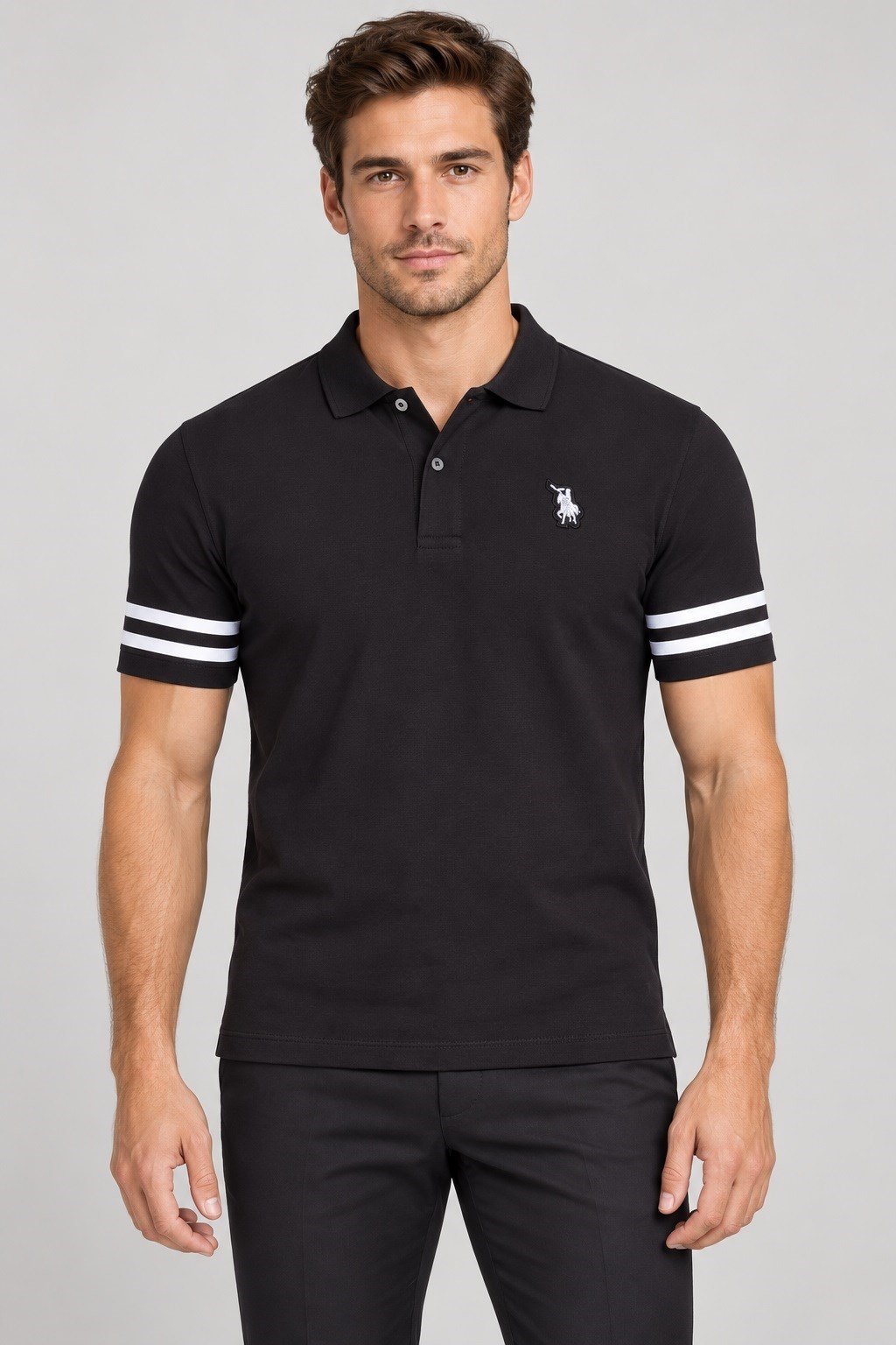 T9585 DEWBERRY ERKEK T-SHIRT-SİYAH-BEYAZ