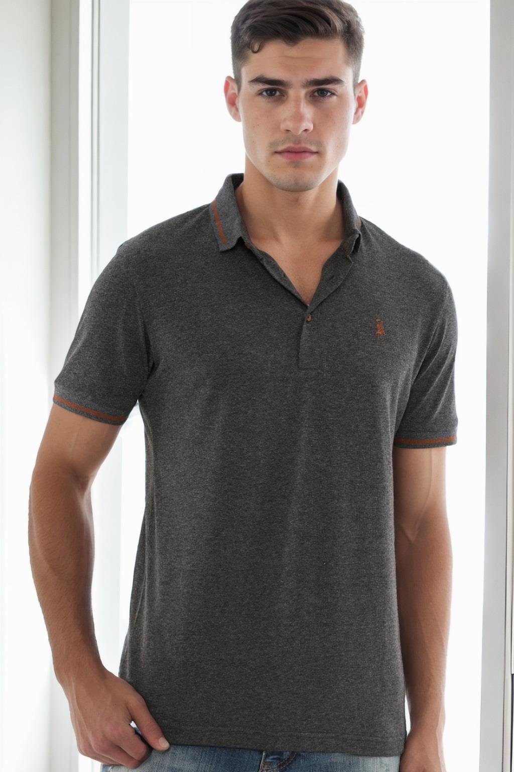 T9586 DEWBERRY ERKEK POLO YAKA T-SHIRT-ANTRASİT