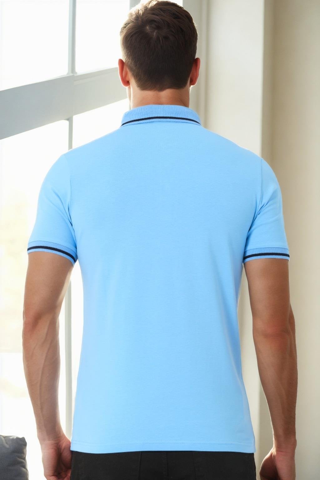 T9586 DEWBERRY ERKEK POLO YAKA T-SHIRT-AÇIK MAVİ