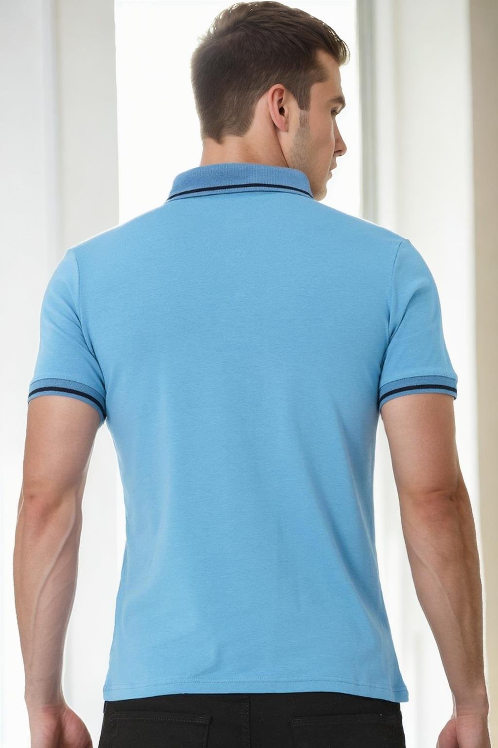 T9586 DEWBERRY ERKEK POLO YAKA T-SHIRT-İNDİGO