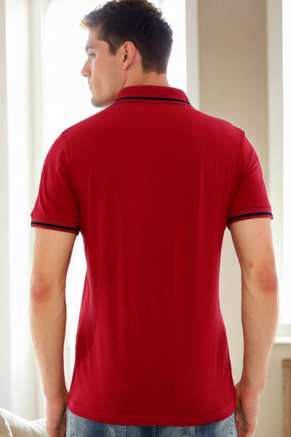 T9586 DEWBERRY ERKEK POLO YAKA T-SHIRT-BORDO