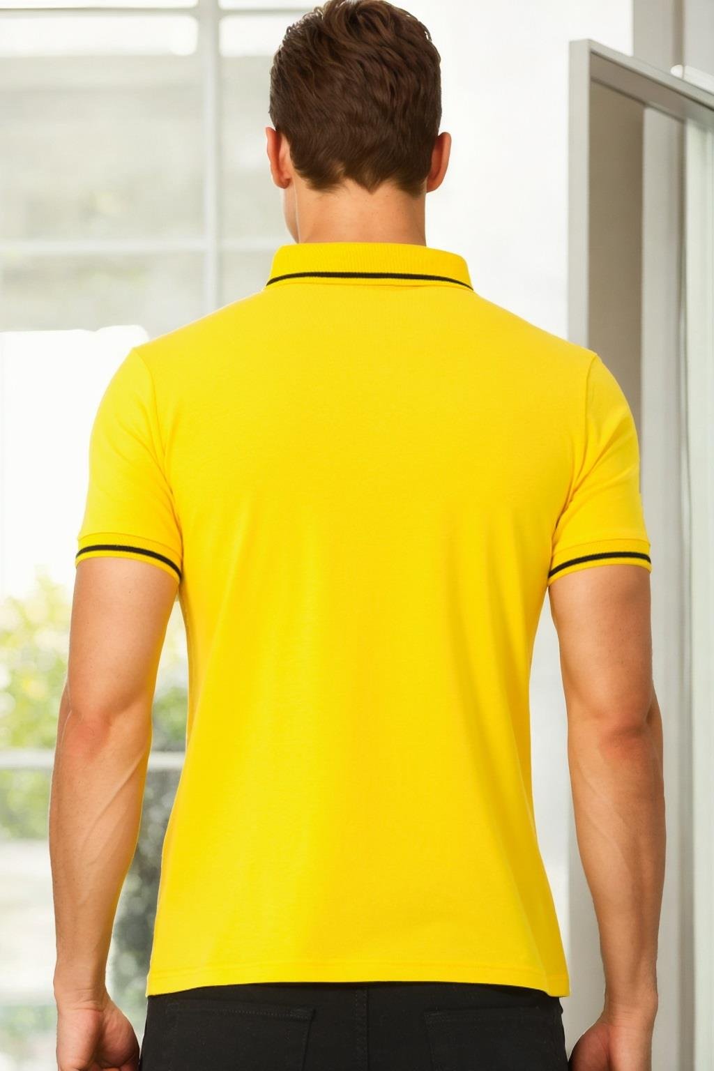 T9586 DEWBERRY ERKEK POLO YAKA T-SHIRT-SARI