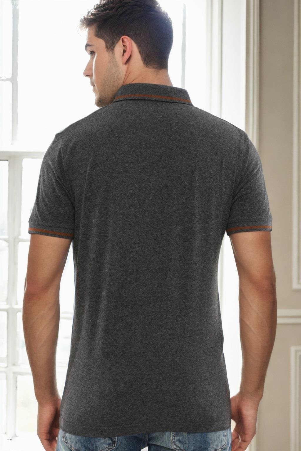 T9586 DEWBERRY ERKEK POLO YAKA T-SHIRT-ANTRASİT-1