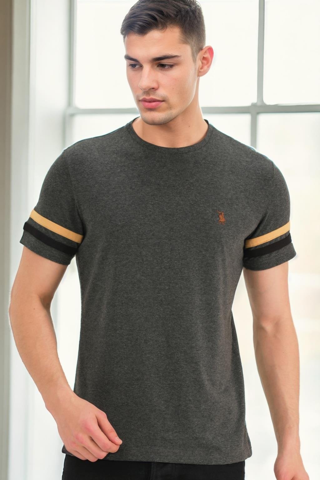 T9589 DEWBERRY ERKEK T-SHIRT-ANTRASİT