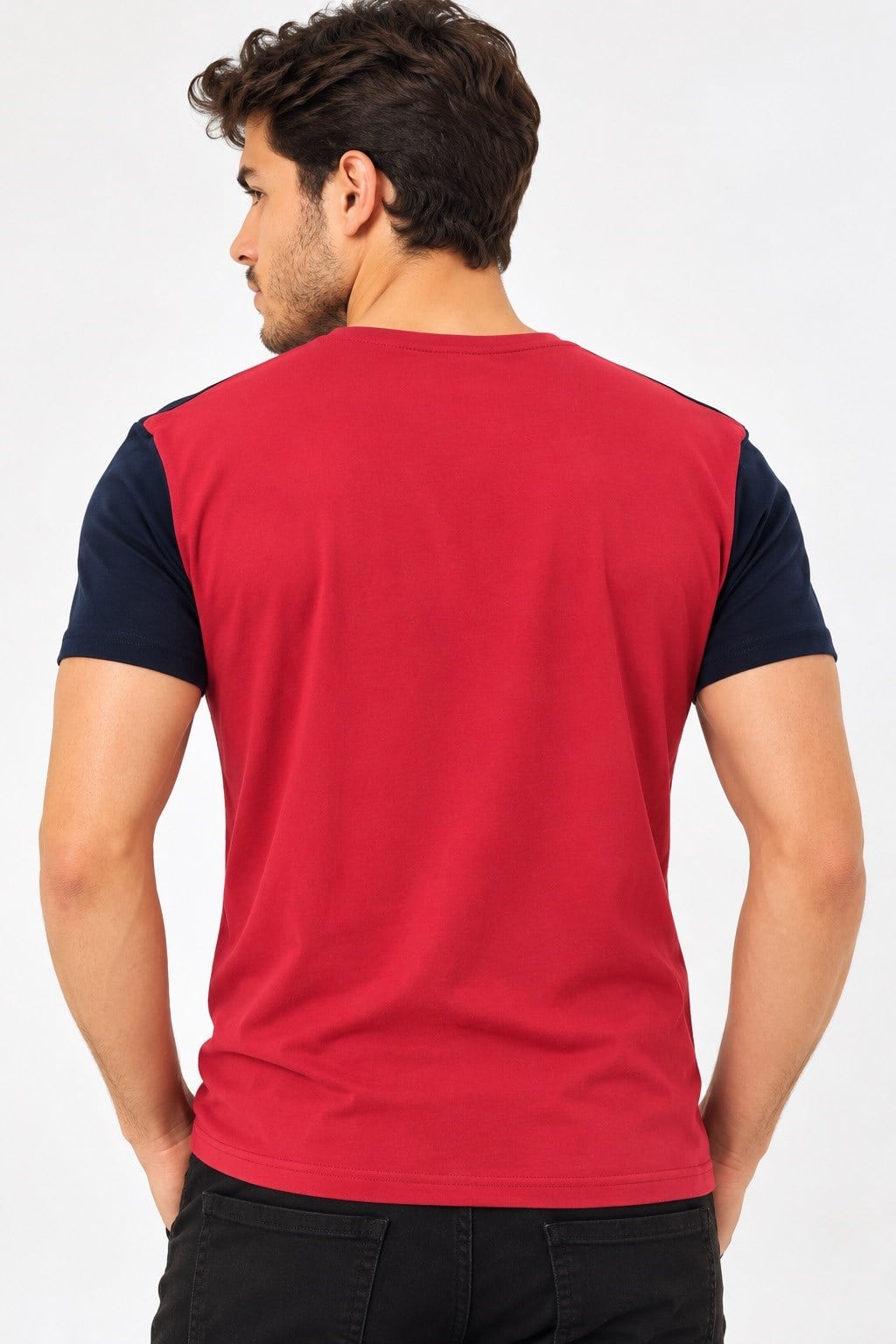 T9591 DEWBERRY MENS T-SHIRT-DÜZ BORDO