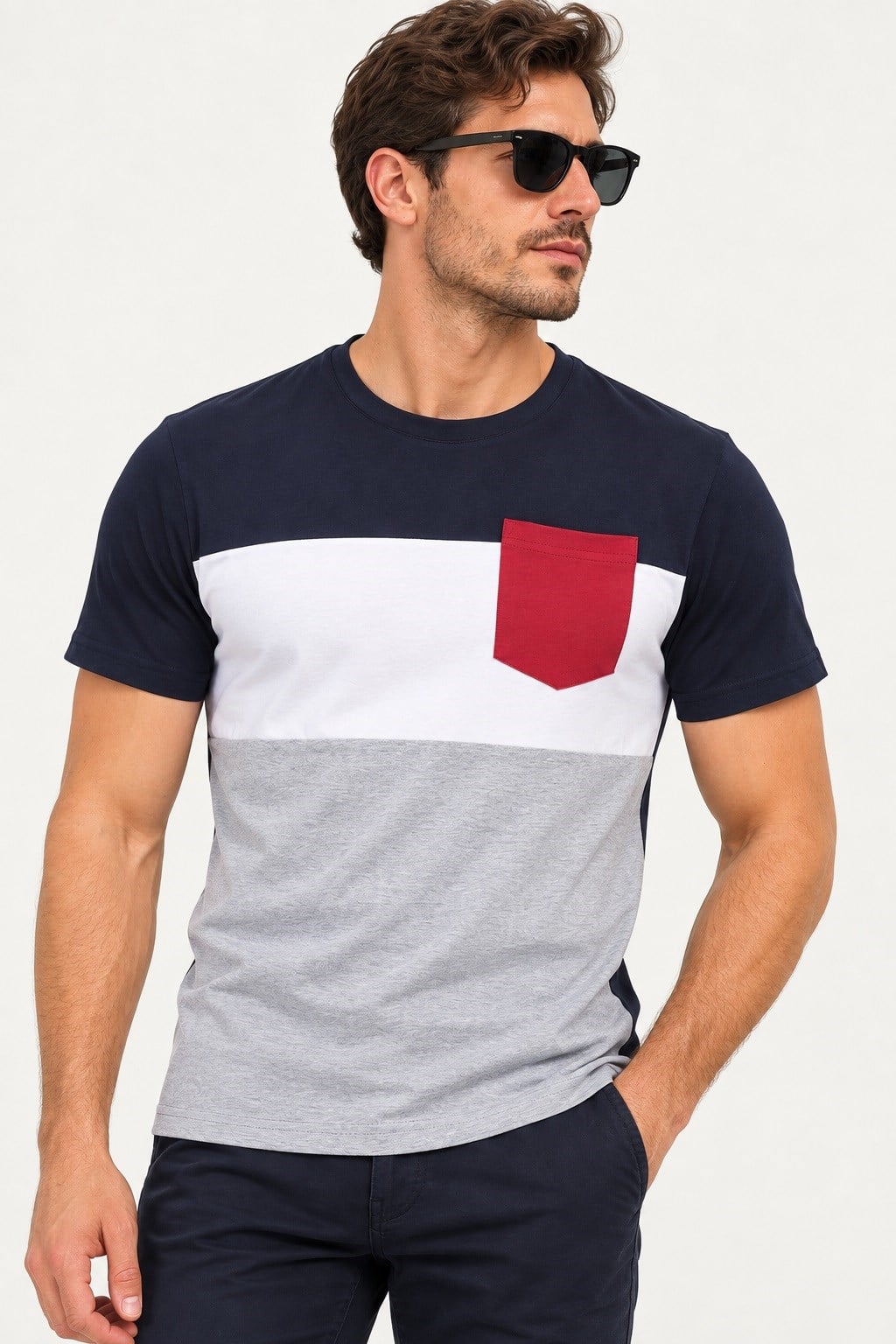 T9592 DEWBERRY ERKEK T-SHIRT-LACİVERT-1