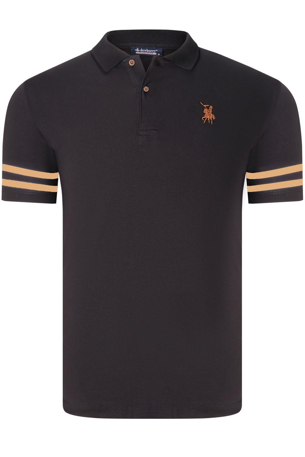 ÜÇLÜ SET T8585 DEWBERRY ERKEK T-SHIRT-SİYAH BEYAZ-SİYAH CAMEL-BORDO