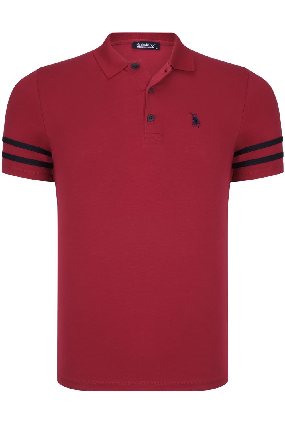 ÜÇLÜ SET T8585 DEWBERRY ERKEK T-SHIRT-SİYAH BEYAZ-SİYAH CAMEL-BORDO