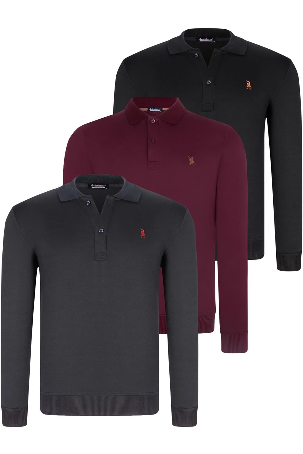 ÜÇLÜ SET V4007 DEWBERRY ERKEK SWEATSHIRT-SİYAH-LACİVERT-MOR