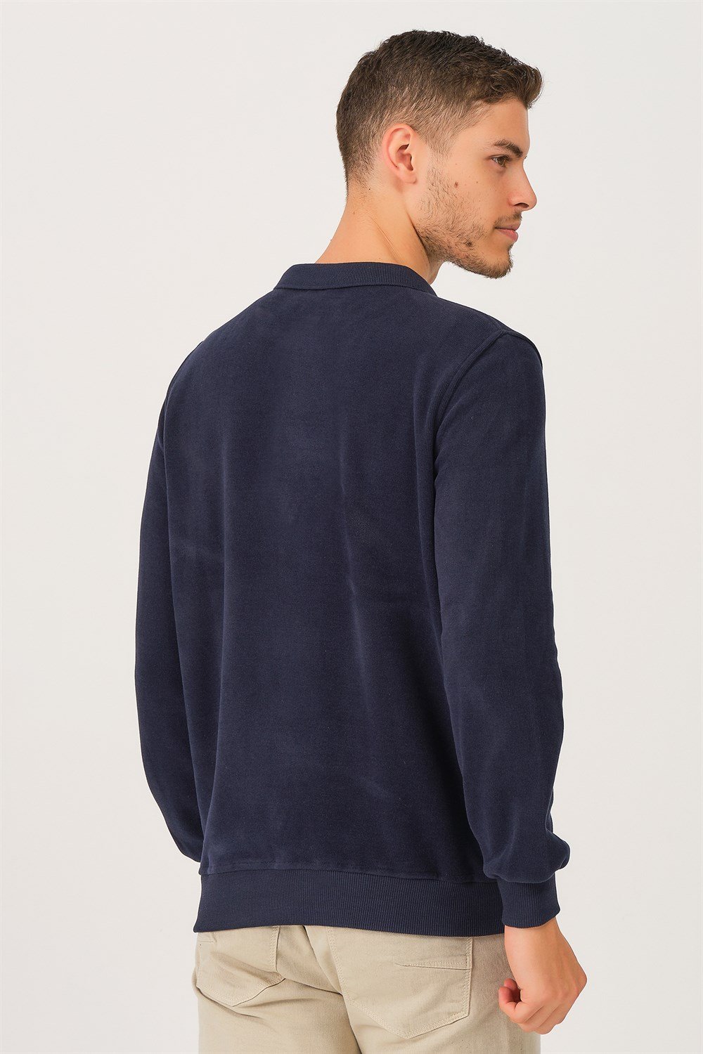 V2001 DEWBERRY DIO RISE POLO YAKA ERKEK SWEATSHIRT-KOYU LACİVERT