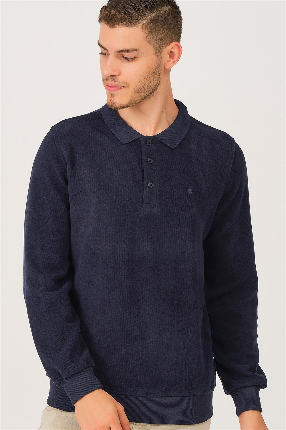 V2001 DEWBERRY DIO RISE POLO YAKA ERKEK SWEATSHIRT-KOYU LACİVERT
