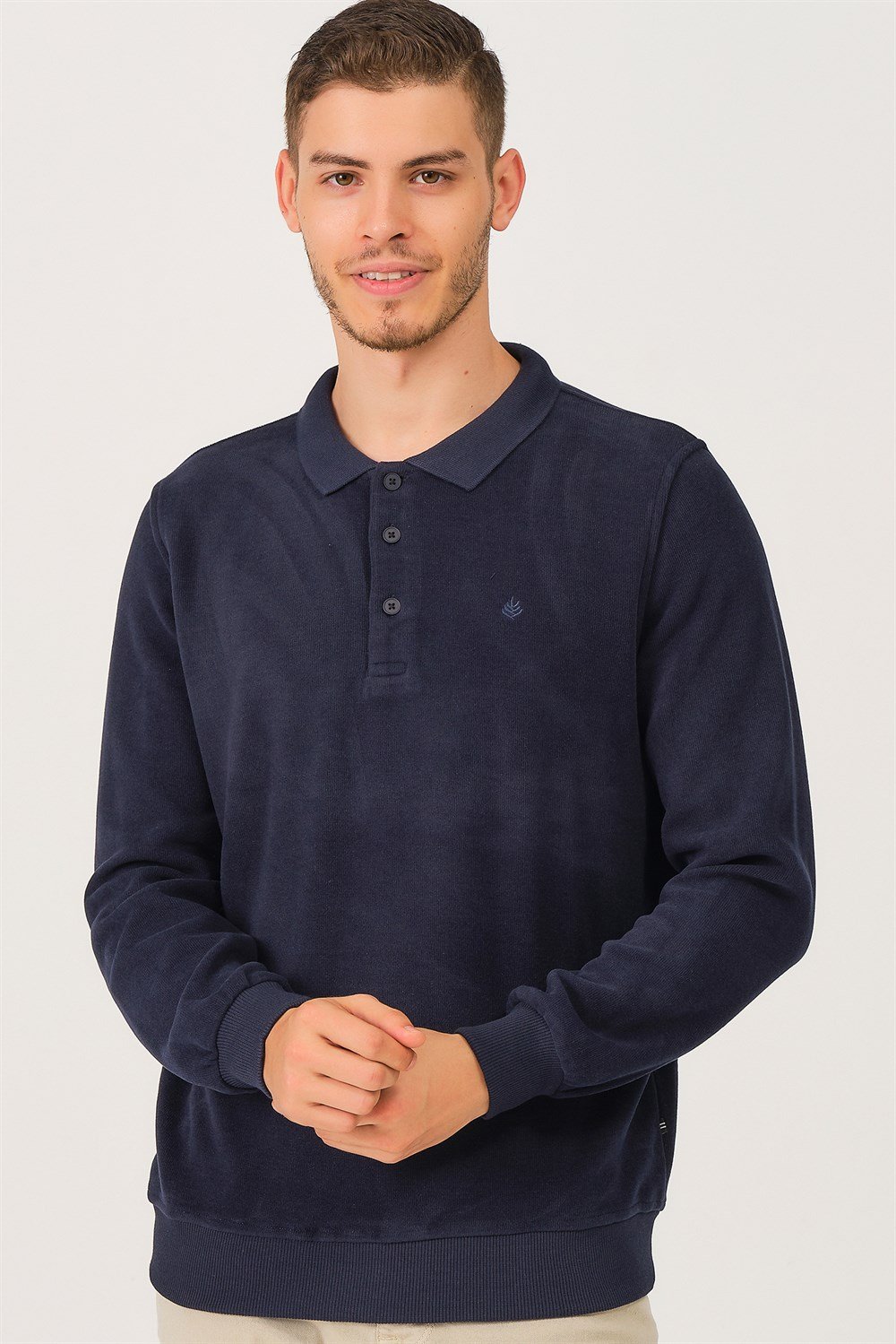 V2001 DEWBERRY DIO RISE POLO YAKA ERKEK SWEATSHIRT-KOYU LACİVERT
